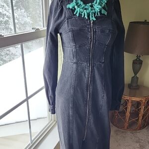 Black Denim Long Sleeve Dress